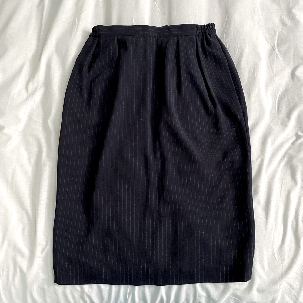 SAVILLE Long Pleated Striped Skirt